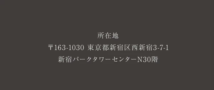 所在地　〒163-1030　東京都新宿区西新宿3-7-1新宿パークタワーセンターN30階